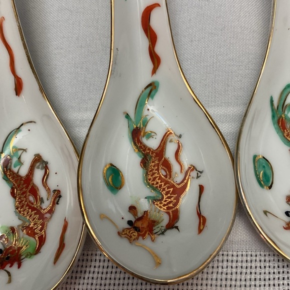 Set of 6 vintage Dragon and Pearl soup spoons - Picture 7 of 16
